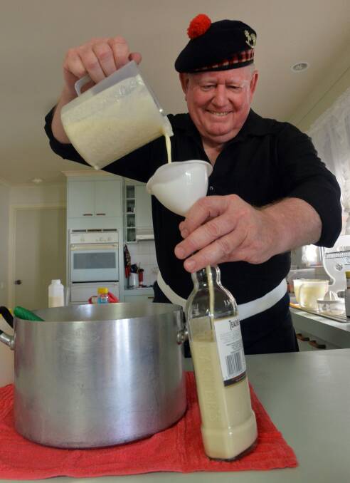 Peter Barker whips up some Athol Brose. Pictures: BRENDAN McCARTHY