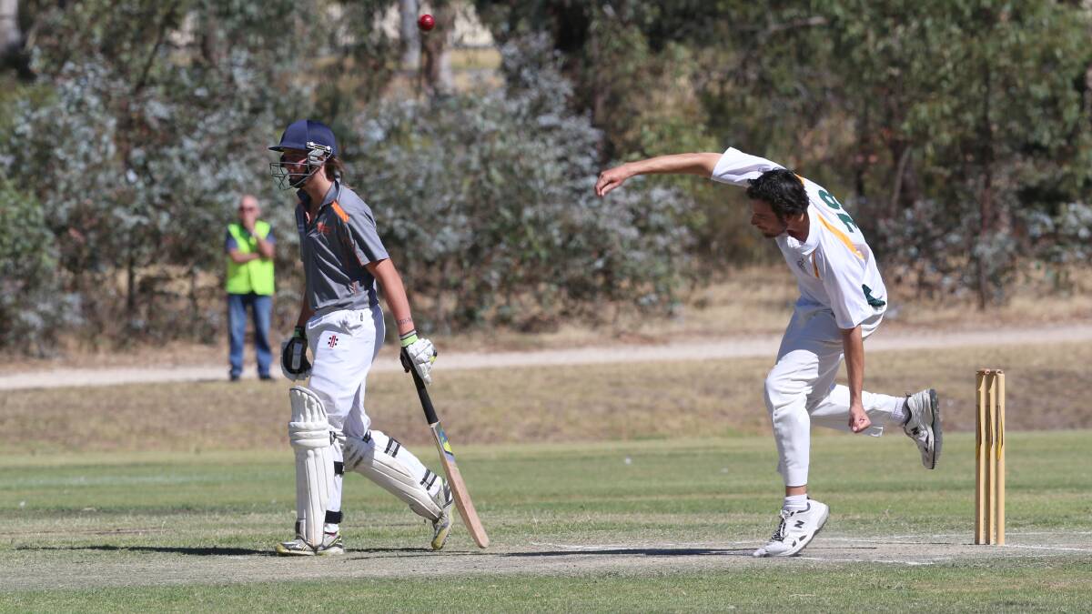 Country Cricket Week action at Bell Oval in Strathdale, Goulburn Murray (batting) v Castlemaine.
Bowling Jamie Daff.
Batting Steve Barrett.
Picture: PETER WEAVING
