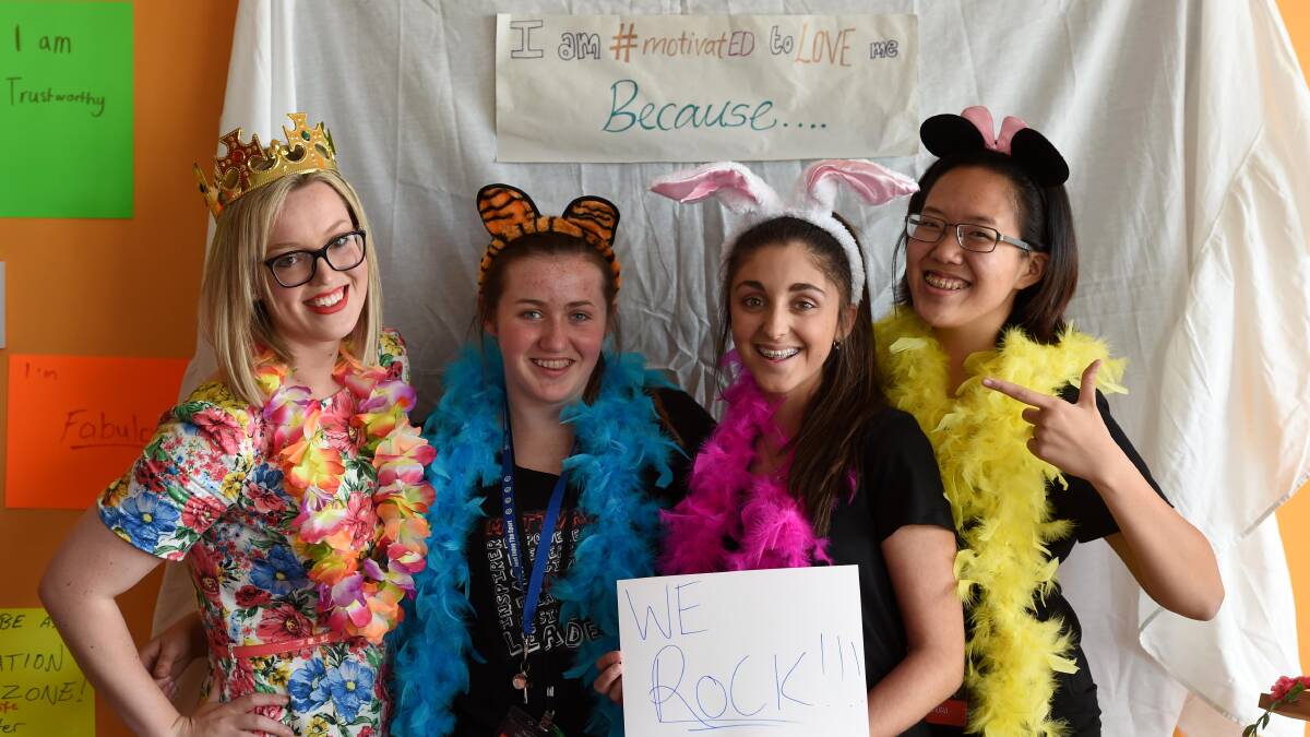 Skye Kinder, year 11 BSSC student Ruby Baker, year 10 Eaglehawk student Aimee Croft and year 10 Bendigo South East student Kelly Phan. Picture: JODIE DONNELLAN