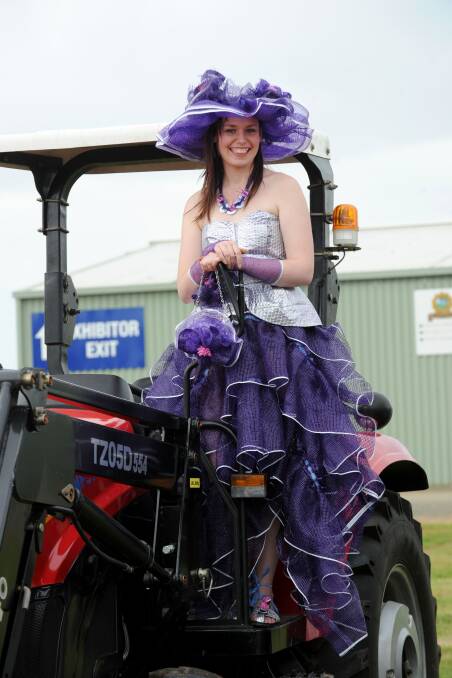 Michelle Rogan modelling the outfit 'Passion for Purple' created by Jean Duff. 