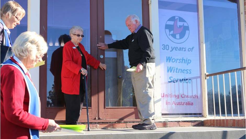 The doors are closed on the Uniting Church in Arnold Street, Bendigo, which was decommissioned on May 17. Picture: CONTRIBUTED