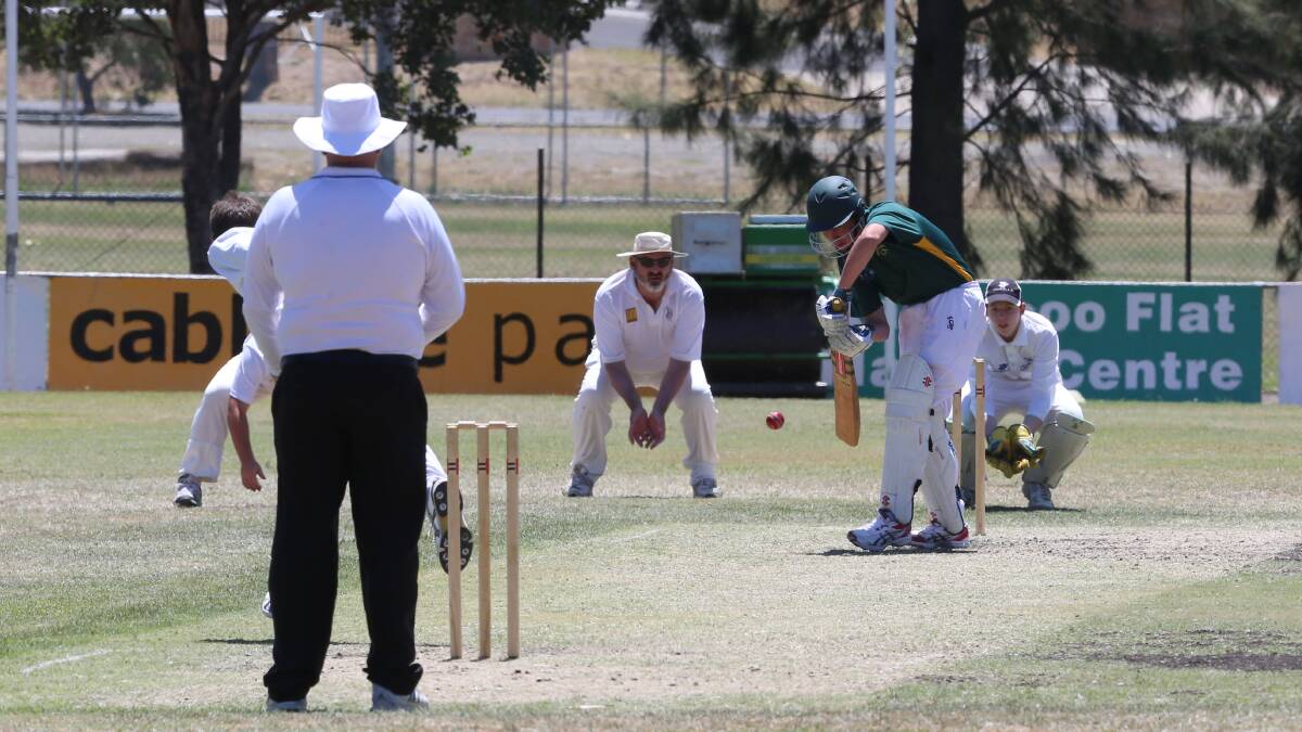Country Cricket Week action at North Bendigo,Wimmera Mallee (batting) v Benella.
Batter Jack Leith.

Picture: PETER WEAVING

