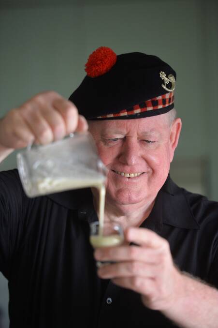 Peter Barker whips up some Athol Brose. Pictures: BRENDAN McCARTHY