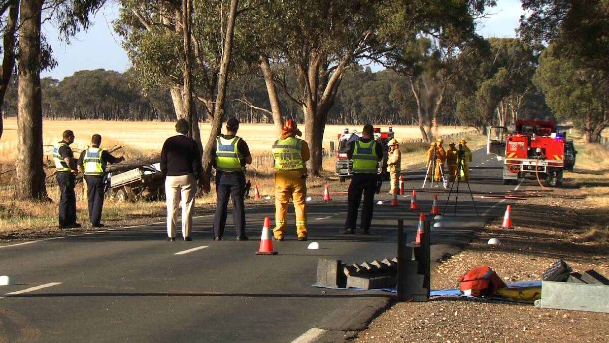 Crash site on Wimmera Highway. Picture: APEX IMAGERY 