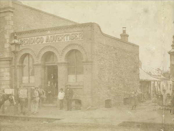 The Bendigo Advertiser building in Hargreaves Street sometime in the 1800s. 