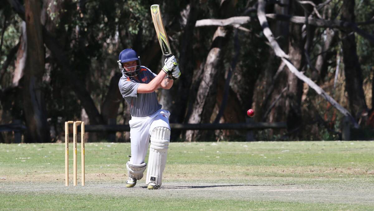 Country Cricket Week action at Bell Oval in Strathdale, Goulburn Murray (batting) v Castlemaine.
Batting Steve Barrett.

Picture: PETER WEAVING
