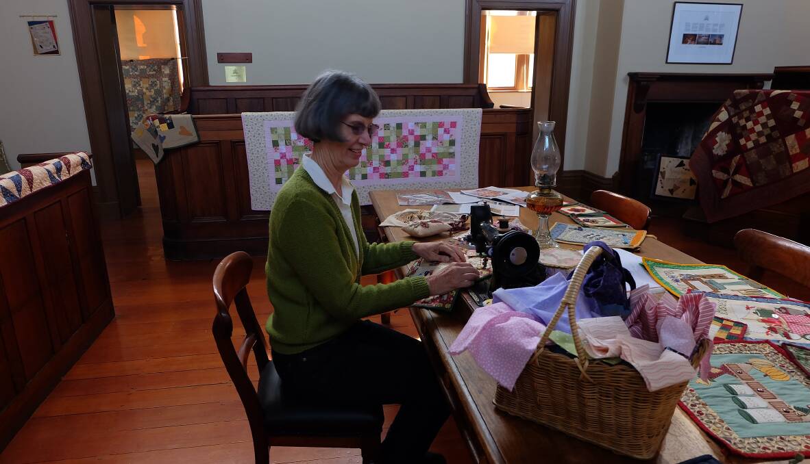 Dunolly quilter Marion Da Costa in the town's historic courthouse. Picture: CONTRIBUTED