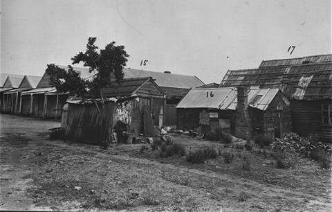 A Chinese camp at the site of the Bendigo Ordnance Factory. The picture is from a glass negative.The factory become ADI and today Thales. 