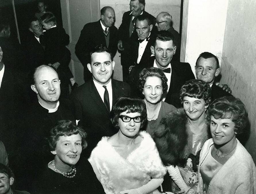 1965 The Inglewood Debutante Ball. Back row: The Reverend B. Beatty, Darryl (surname unknown), Allan Wilson and Les Ashworth. Front row: E. Lea, Norma Butler, Mrs Roy Patterson, Estelle Wilson and Noela (surname unknown).