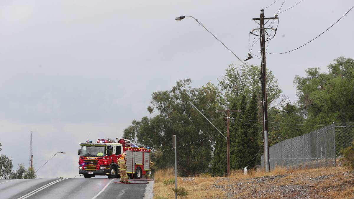 CFA at the scene of the pole fire. Picture: PETER WEAVING