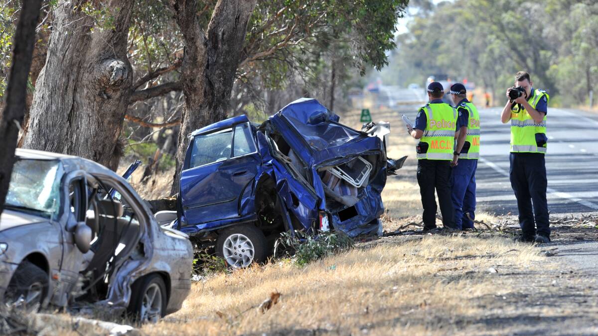 Police at the scene of the January 4 crash in which two men died in. Picture: BLAIR THOMSON