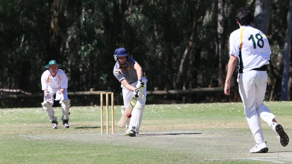 Country Cricket Week action at Bell Oval in Strathdale, Goulburn Murray (batting) v Castlemaine.
Batting Steve Barrett.

Picture: PETER WEAVING
