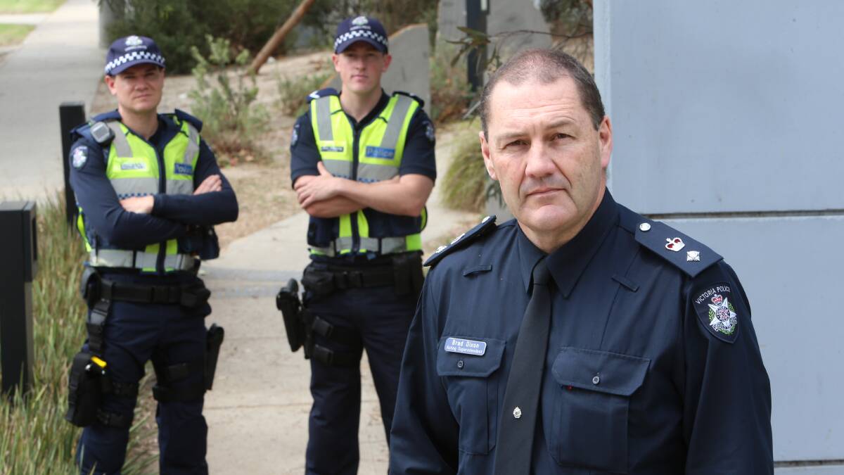 WARNING: Acting Superintendent Dixon and constables Guerin and Manning.  Picture: PETER WEAVING