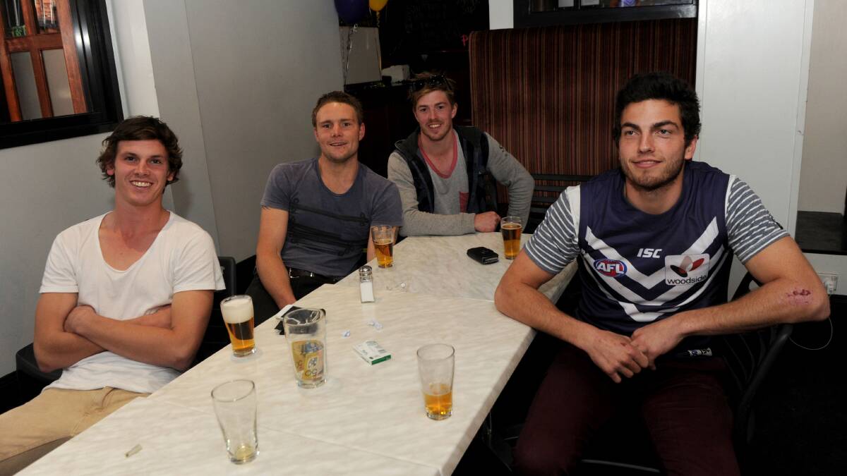 Matt Batten, Jack Besley, Blake Matthews and Nathan Robinson at Puggs Irish Bar.  Picture: JODIE DONNELLAN 
