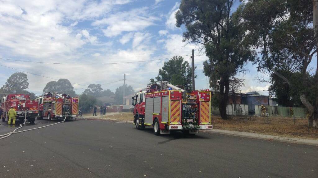 CFA crews on scene at a house fire in Flora Hill. Picture: JIM ALDERSEY