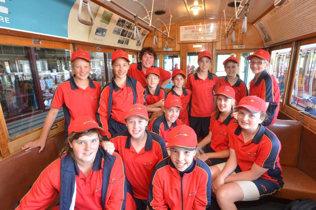 JOY RIDE: The South Australian girls on a talking tram. Pictures: JODIE DONNELLAN