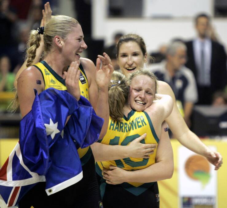 Celebrating the Opals' world championship success in 2011.