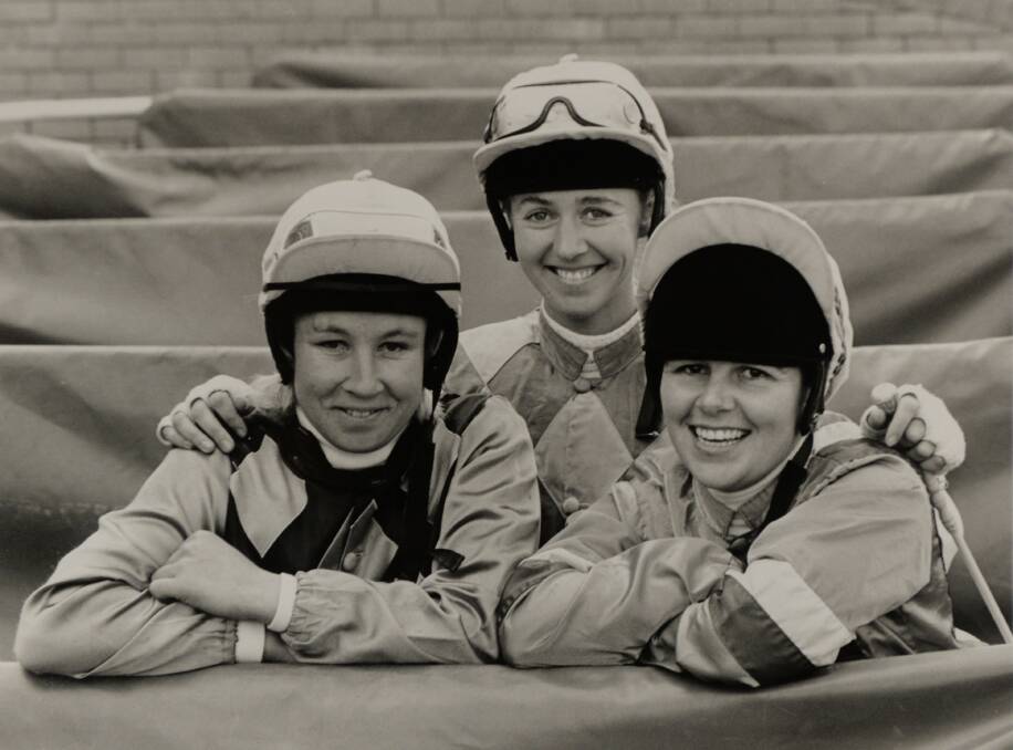 Julie Archer, Victoria Schlesinger and Lorna Vincent in Bendigo for a women's riding series in June, 1993.