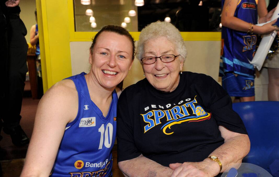 Kristi with her grandmother Dorothy after the Spirit's WNBL championship win.