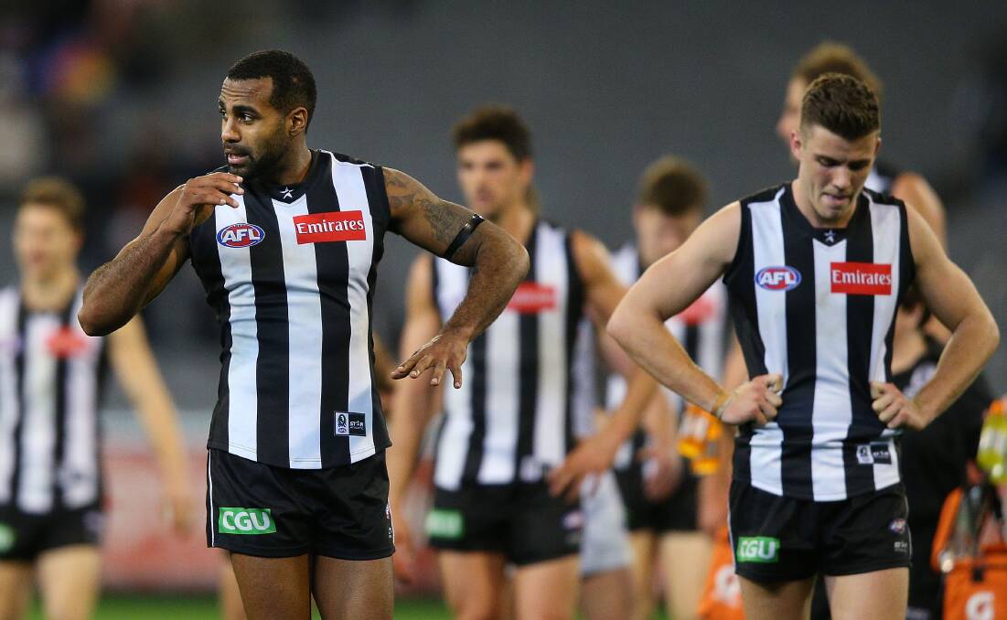 NOT HAPPY: Bourkey can't bare to talk about Collingwood's disastrous past month. Picture: GETTY IMAGES