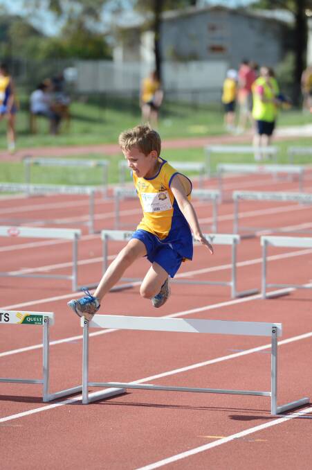 Luke Feuerherdt in the 60m hurdles.