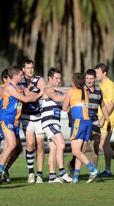 ARCH-RIVALS: Golden Square and Strathfieldsaye games have a habit of being physical. Picture: JIM ALDERSEY