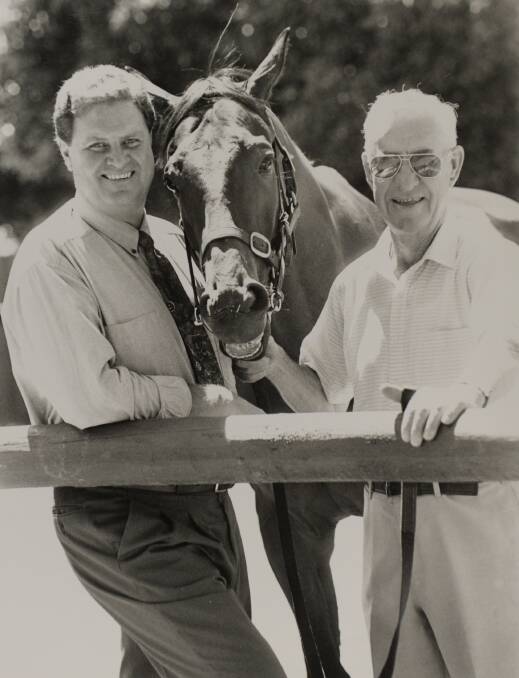 Brendan Drechsler and trainer George Symons with classy galloper Reeperbahn.