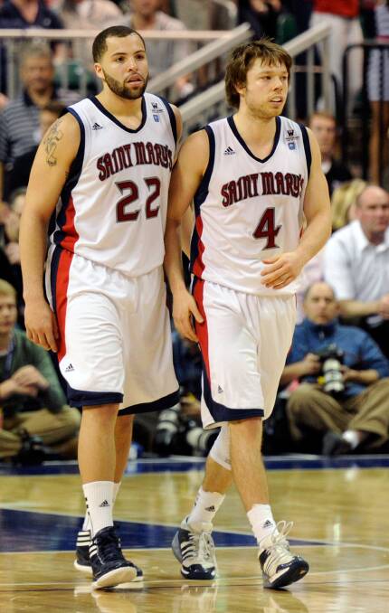 Dynamic duo Rob Jones and Delly during the Gaels 83-78 win over San Francisco in 2012.