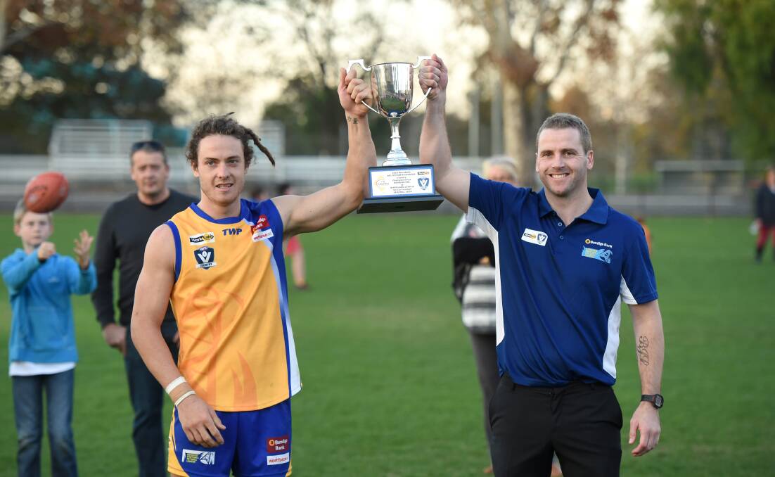 WINNING WAYS: Captain Jack Geary and coach Rick Ladson after Bendigo's win over Gippsland in this year's inter-league battle.