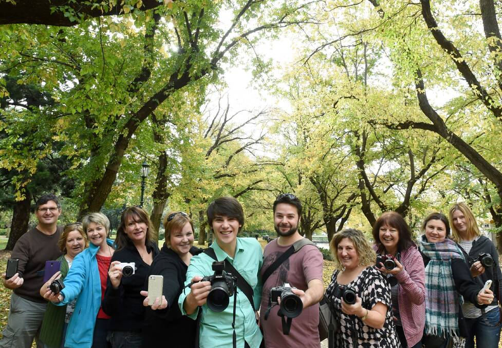 GROUP: The beginning group for Autumn in Bendigo Instameet  gathered. Picture: JODIE DONNELLAN