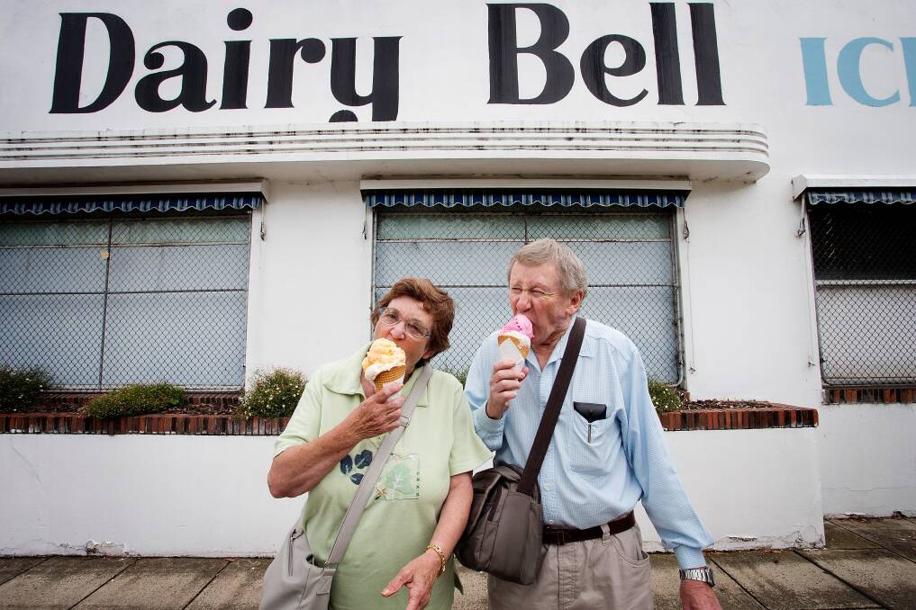 CUSTOMERS: Local production of Dairy Bell Ice Cream is closing down. Picture: CONTRIBUTED

Photo of long time customers Lorraine and Graham Browne eating one last ice-cream from Dairy Bell taken on January 10, 2015 in Melbourne, Australia. (Photo by Paul Jeffers/Fairfax Media)