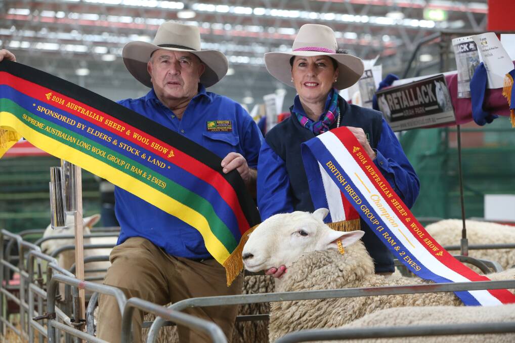 WINNER: Isabella and Graham Grinter with their prize-winning ram. Picture: GLENN DANIELS