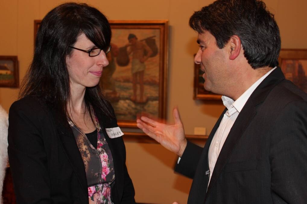 CONVERSE: Mount Alexander Business Chair Rebecca Hanley and City of Greater Bendigo's Stan Liacos.