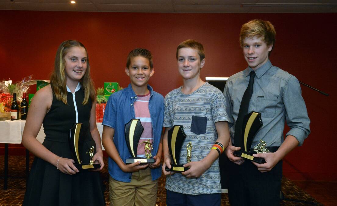 STARS: Abby Rowley, Flynn Perez, Cooper Saunders and Isaac Buckell. Pictures: BRENDAN McCARTHY