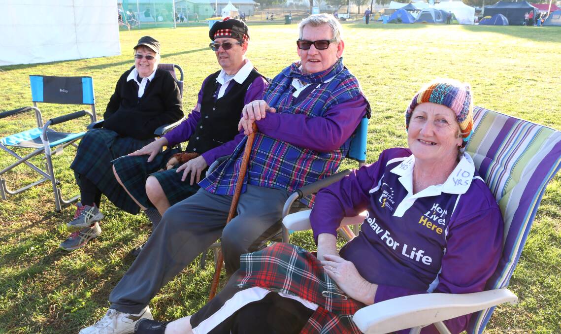 PROUD: Brave hearts members Gill and Colin Fallon, Graeme Weightman and Wendy Aitkenhead in their 10th year.  Picture: PETER WEAVING