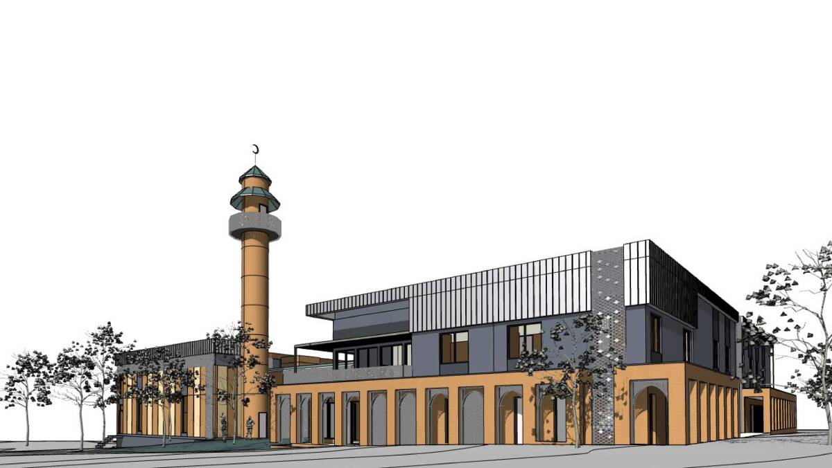 A simulated image of the planned Bendigo mosque.