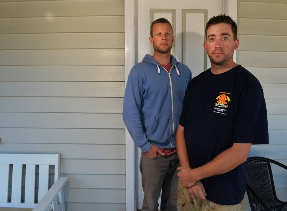 ANNOYED: Local firefighters Stuart Spencer and Travis Harris will doorknock.  Picture: BRENDAN McCARTHY