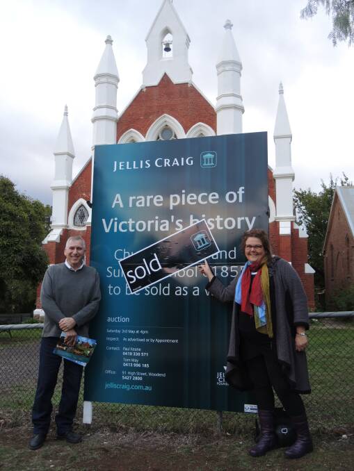 SOLD: New owners of the Maldon Uniting Church Jeff Gardner and Kareen Anchen. Picture: HANNAH CARRODUS