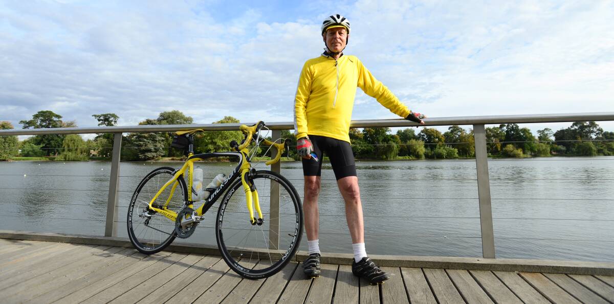 DETERMINATION: Paul Lamb at Lake Weeroona, where he started his journey. Picture: JIM ALDERSEY