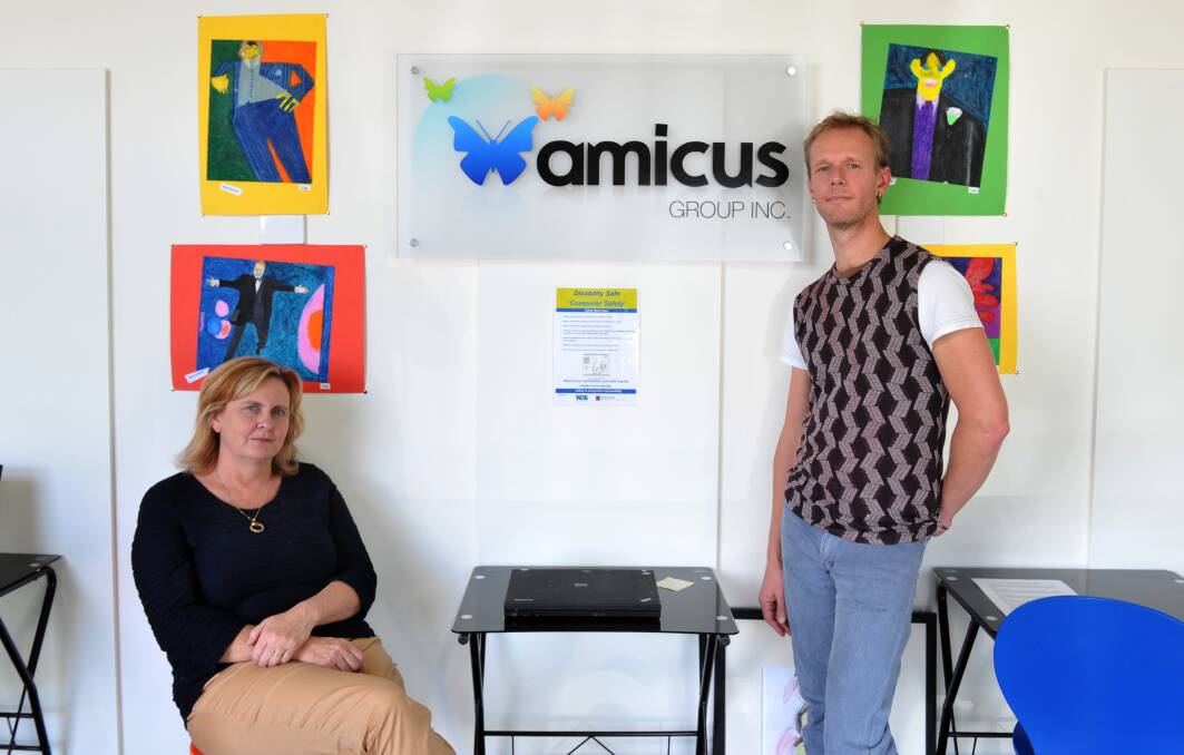 WORRIED: Amicus service co-ordinators Caralyn Collins and Shayne Scott, who are concerned about delays to the NDIS. Picture: JODIE DONNELLAN.