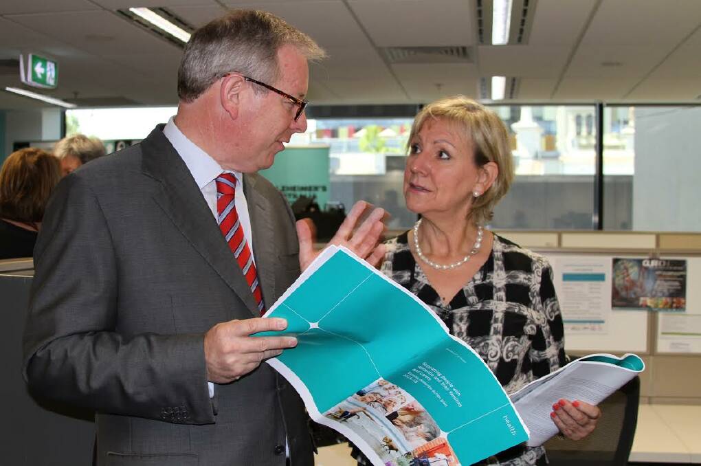 LAUNCH: Health and ageing minister David Davis with Alzheimer's Australia VIC CEO Maree McCabe. Picture: TIM VAINORAS