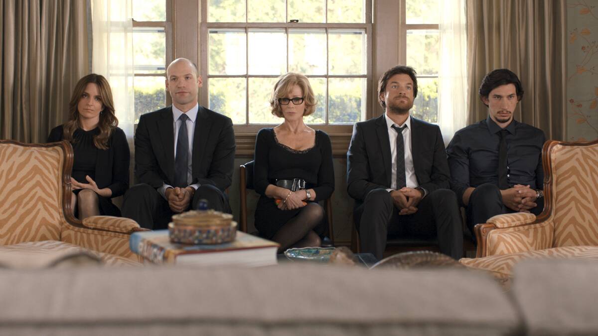 FAMILY: Tina Fey, Corey Stoll, Jane Fonda, Jason Bateman and Adam Driver star as the Altman family in This Is Where I Leave You.