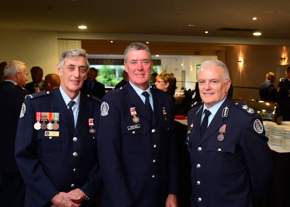 Local CFA Commitee members Len and Barry Doye with Deputy Chief Officer Alan Ellis.