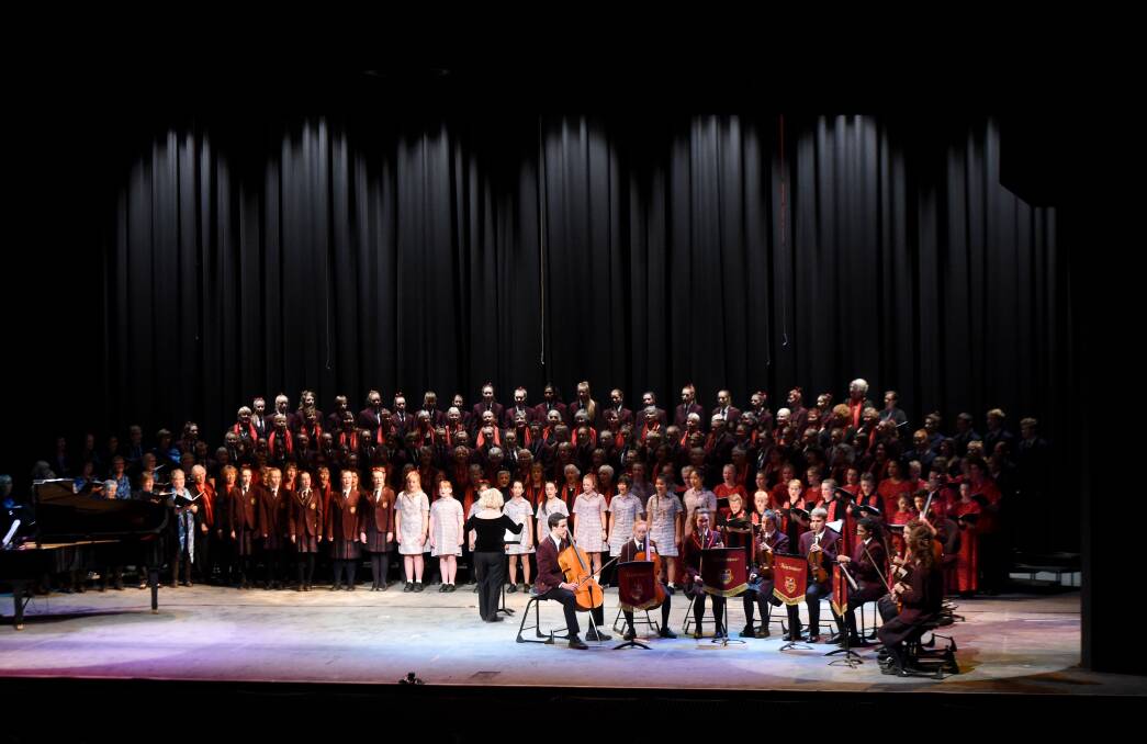 GROUP: The Ulumbarra Choir, made up of Bendigo schools and choirs, performs on Saturday night. Picture: JODIE DONNELLAN
