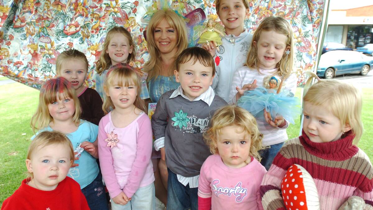 Abbey Grindal, Isabelle, The forget me not fairy, Kaitlyn Meggs, Taylah Chisholm, Tess Law, Caleb Blanes, Courtney Meggs, Jessica Killen and Brooklyn Reid at the kids character carnival
pic by Bill Conroy 29/10/05
