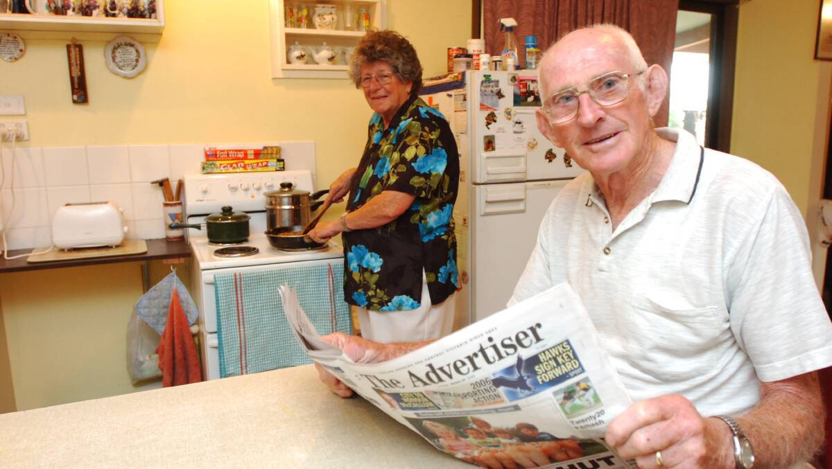 John and Noelene Corry are happy with the news that sewage will be put an in Newbridge.
pic by Andrew Perryman on Tue 10th Jan 2005.
