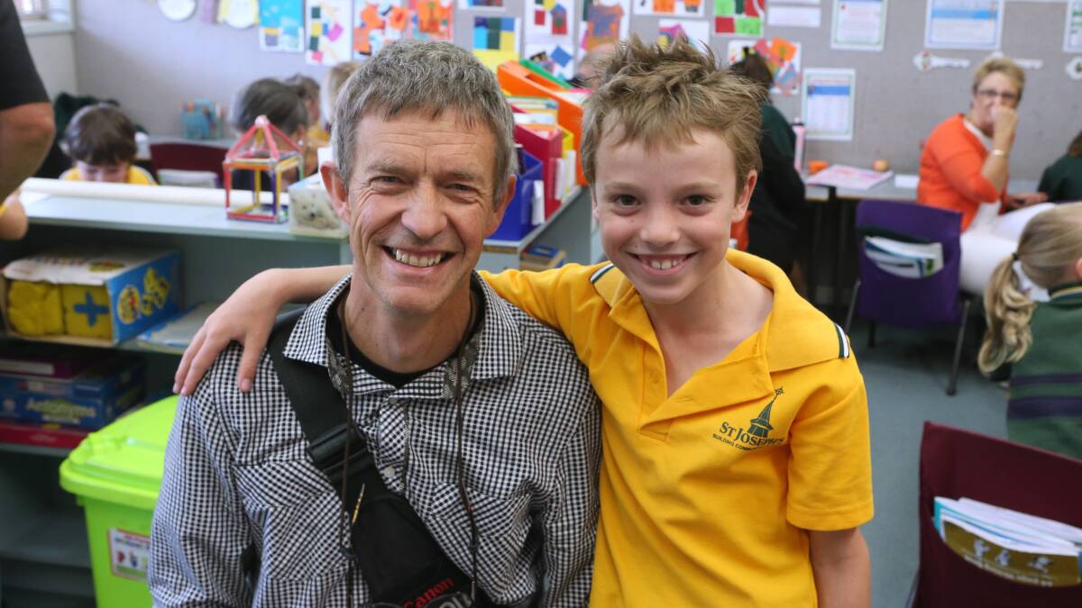 St Joseph's Primary School Bendigo had their Grandparents/Special friends day.
Student Xavier Carter with special friend Peter Weaving.
Picture: SARAH CARTER
011113
