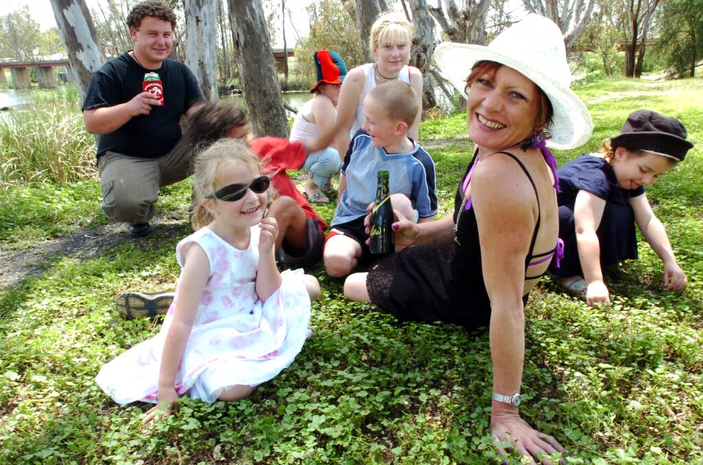 Natasha Tuck enjoys the Bridgewater Hotel cup day celebrations with family and friends on the banks of the Loddon River. Picture: PETER HYETT.