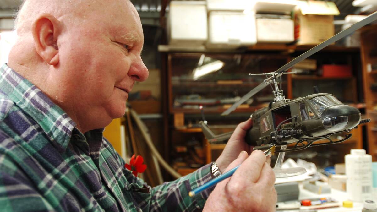 CV Week - John Loughman working on a model Huey helicopter.
pic ; LAURA SCOTT. 38.10.05