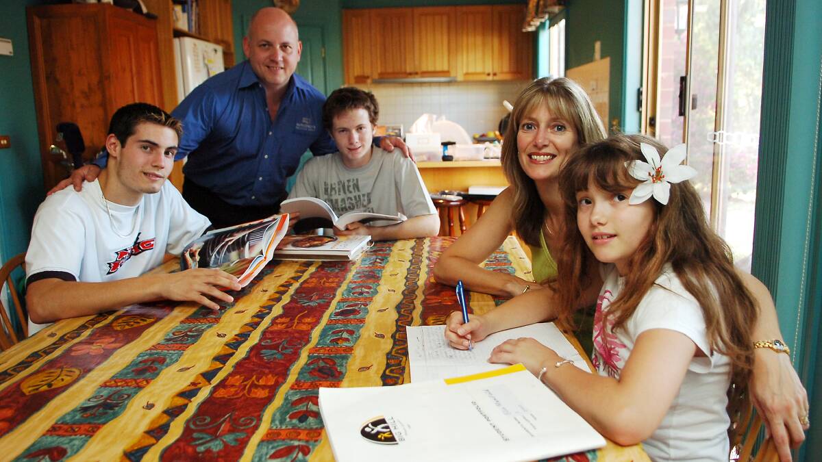 Price of putting children through school - from left - Ben, Pete, Joe, Lyn & Ellie Mansfield.
pic ; LAURA SCOTT.